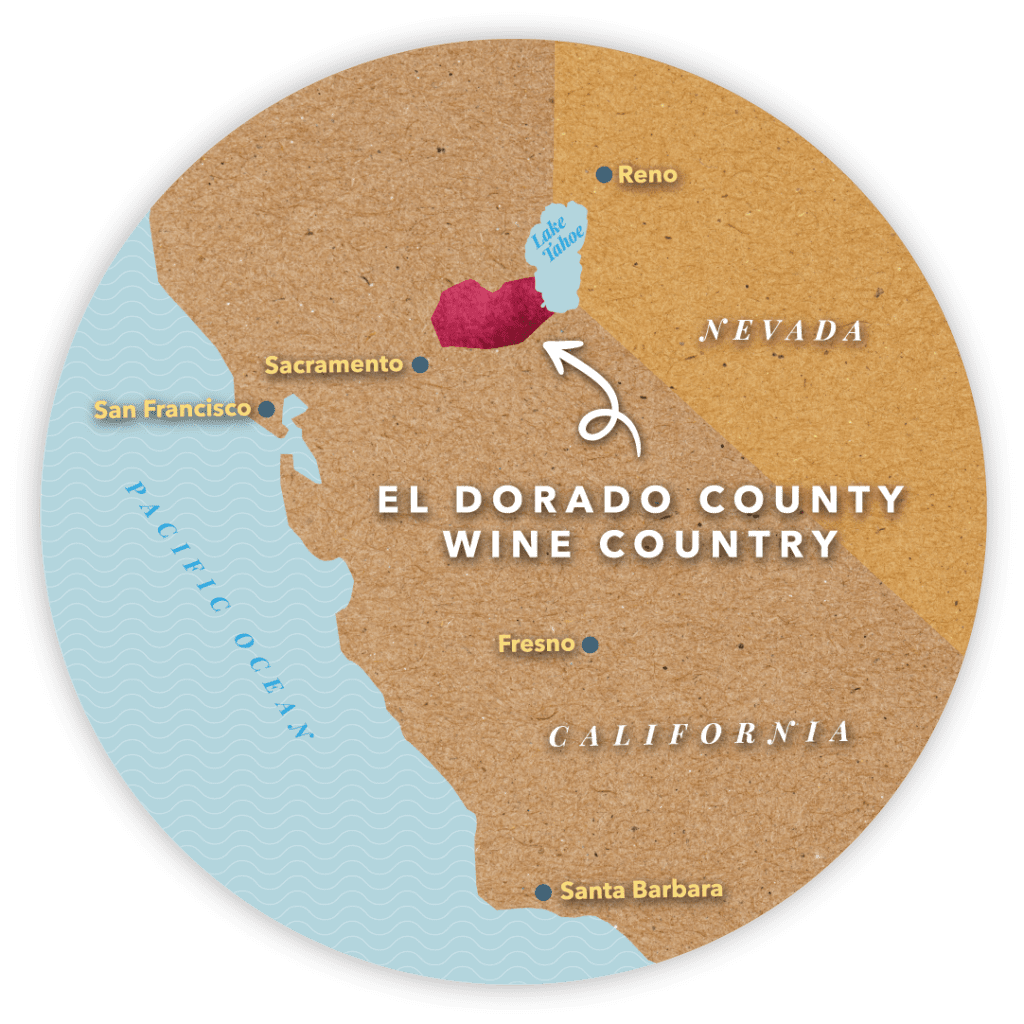 El Dorado County Wine Country map