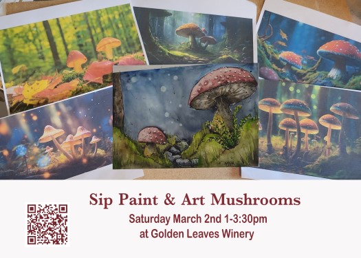 Sip Paint Art – Watercolor Mushrooms | Winery Events